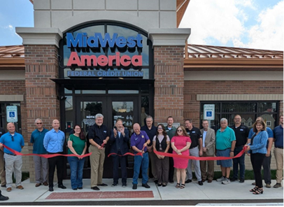 MidWest America staff at a ribbon cutting for a new branch